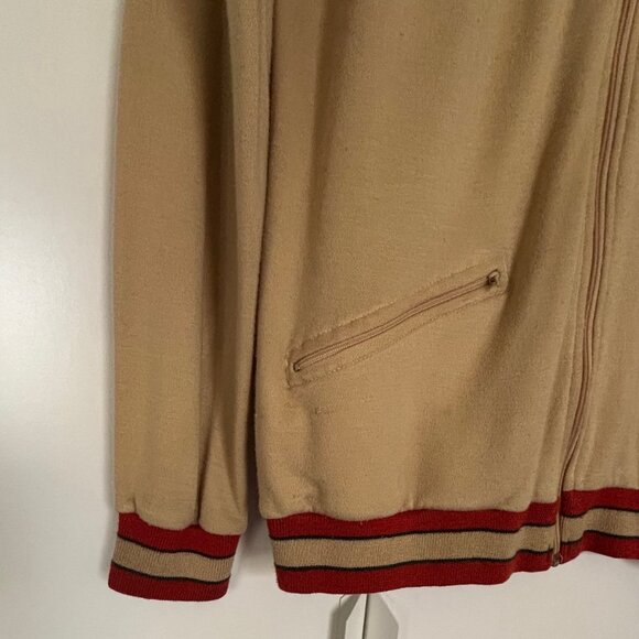 Vintage Track & Court Sweatshirt Large Mens Beige Red and Green Stripes - Picture 4 of 6
